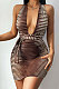 Khaki Euramerican Hip Sleeveless Tight Sexy Dew Chest Backless Bandage Mini Dress FLY21235-2