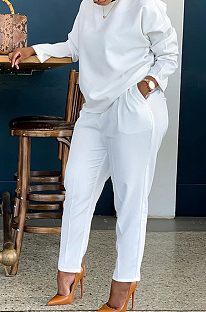 Solid Color Round Neck Thick Fabric Pants Set BBN202