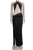 White Sexy Night Club Hot Drilling Crystal Long Dress K6013-3