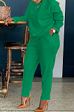Solid Color Round Neck Thick Fabric Pants Set BBN202