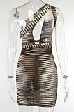 Khaki Euramerican Hip Sleeveless Tight Sexy Dew Chest Backless Bandage Mini Dress FLY21235-2