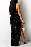Black Sexy Night Club Hot Drilling Crystal Long Dress