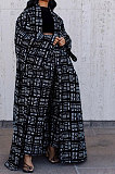 Red Women Fashion Joket Long Cardigan Loose Printing Jacket NO Waistband DY6943-3