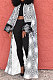 White Women Fashion Joket Long Cardigan Loose Printing Jacket NO Waistband DY6943-1