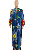 Red Women Fashion Joket Long Cardigan Loose Printing Jacket NO Waistband DY6943-3