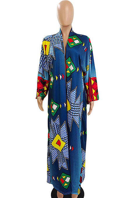 Red Women Fashion Joket Long Cardigan Loose Printing Jacket NO Waistband DY6943-3