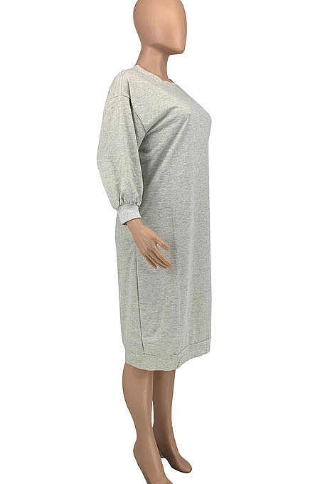 Black Women Fashion Casual Pure Color Loose Midi Dress GLS10031-4