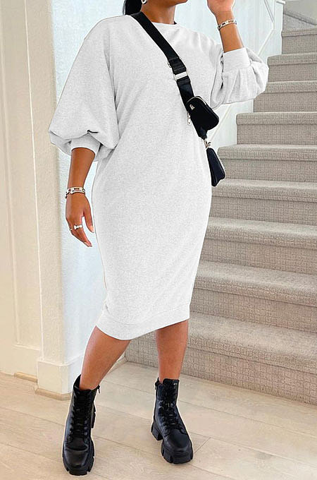 Black Women Fashion Casual Pure Color Loose Midi Dress GLS10031-4
