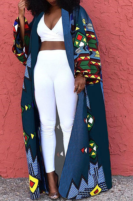 Red Women Fashion Joket Long Cardigan Loose Printing Jacket NO Waistband DY6943-3