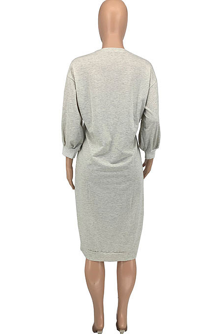 Red Women Fashion Casual Pure Color Loose Midi Dress GLS10031-3