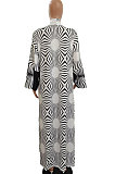 White Women Fashion Joket Long Cardigan Loose Printing Jacket NO Waistband DY6943-1