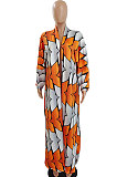 White Women Fashion Joket Long Cardigan Loose Printing Jacket NO Waistband DY6943-1