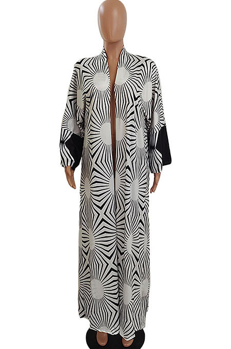 Red Women Fashion Joket Long Cardigan Loose Printing Jacket NO Waistband DY6943-3