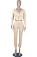 Khaki Womwn Autumn Long Sleeve V Collar Zipper Pure Color Sexy Bodycon Pants Sets FMM2051-6