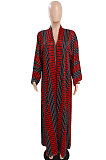Black Women Fashion Joket Long Cardigan Loose Printing Jacket NO Waistband DY6943-4