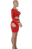 Black Women One Shoulder Pure Color Hollw Out Single Sleeve High Waist Sexy Bodycon Hip Mini Dress FMM2093-6