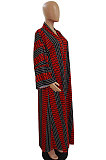 White Women Fashion Joket Long Cardigan Loose Printing Jacket NO Waistband DY6943-1