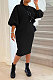 Black Women Fashion Casual Pure Color Loose Midi Dress GLS10031-4