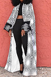 Blue Women Fashion Joket Long Cardigan Loose Printing Jacket NO Waistband DY6943-5