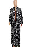 Red Women Fashion Joket Long Cardigan Loose Printing Jacket NO Waistband DY6943-3