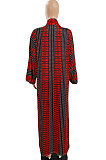 Blue Women Fashion Joket Long Cardigan Loose Printing Jacket NO Waistband DY6943-5