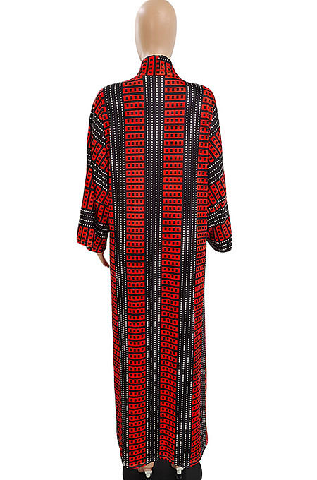 Blue Women Fashion Joket Long Cardigan Loose Printing Jacket NO Waistband DY6943-5