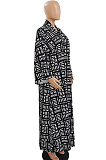 Red Women Fashion Joket Long Cardigan Loose Printing Jacket NO Waistband DY6943-3