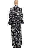 White Women Fashion Joket Long Cardigan Loose Printing Jacket NO Waistband DY6943-1