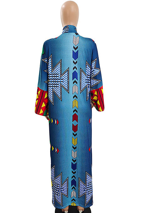Black Women Fashion Joket Long Cardigan Loose Printing Jacket NO Waistband DY6943-4