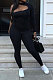 Balck Women Long Sleeve One Shoulder Solid Color Sexy Bodycon Jumpsuits QMX1012-2