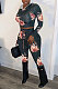 Gray Cyan Fashion Print Long Sleeve Crop Hoodie High WaIst Badage Bodycon Pants Sets PQ8009-1