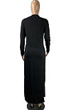 Gray Cotton Blend Long Sleeve Irregularity V Neck Top Bodycon Pants Sets YFS10023-2