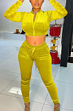 Black Autumn Winter Velvet Long Sleeve Zip Front Crop Coat Pencil Pants Casual Sets SQ90081-3