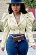 Beige Fashion Newest Puff Sleeve Lapel Neck Double-Breasted Solid Color Coat TZ1207-3