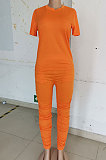 Black Women Shirred Detail Pure Color Short Sleeve T Shirt Bodycon Pants Sets AL153-6