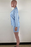 Apricot Wholesale Woman Long Sleeve Lapel Neck Single-Breasted Shirt Shorts Solid Color Two-Piece TZ1204-2