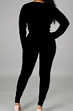 Black Women Autumn Winter Sexy Crop Personality Printing Pants Sets PY0838-1