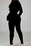 Black Women Autumn Winter Sexy Crop Personality Printing Pants Sets PY0838-1