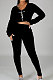 Black Women Autumn Winter Sexy Crop Personality Printing Pants Sets PY0838-1