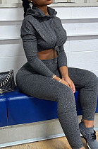 Black Wholesale Simple Long Sleeve Hoodie Pancil Pants Sport Sets XMY076-3