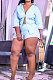 Light Blue Wholesale Woman Long Sleeve Lapel Neck Single-Breasted Shirt Shorts Solid Color Two-Piece TZ1204-1