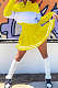 Yellow Preppy Newest Spliced Long Sleeve Lepal Neck Top Side Strip Mini Skirts Sport Sets SZS8165-3