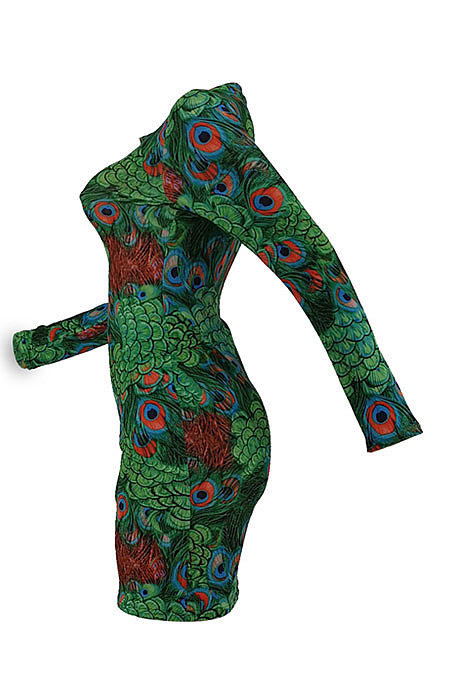 Purple Sexy Women Peacock Feathers Printing Irregular Zipper Mini Dress HZF57811-2