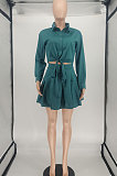 Orange Women Long Sleeve Cardigan Turn-Down Collar Fashion Sexy Ruffle Skirts Sets SMY81112-1