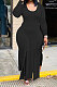 Black Cotton Blend Long Sleeve Irregularity V Neck Top Bodycon Pants Sets YFS10023-3