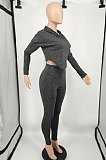 Blue Wholesale Simple Long Sleeve Hoodie Pancil Pants Sport Sets XMY076-1