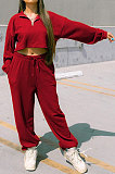 Gray Women Fashion Casual Pure Color Long Sleeve Crop Pants Sets AYQ08020-4