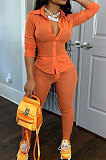 Orange Wholesale Woman See-Through Long Sleeve Single-Breasted Shirt Pencil Pants Sets ARM8202-1