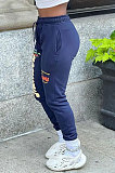 Blue Casual Letter Print Drawsting Sweat Pants CYY00030