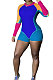 Blue Positioning Printing Contrast Color Milk Silk Sexy Mid Waist Tight Romper Shorts YY5300-3